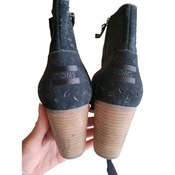 Toms Majorca Black Peep Toe Bootie Size 11 - Picture 6 of 8